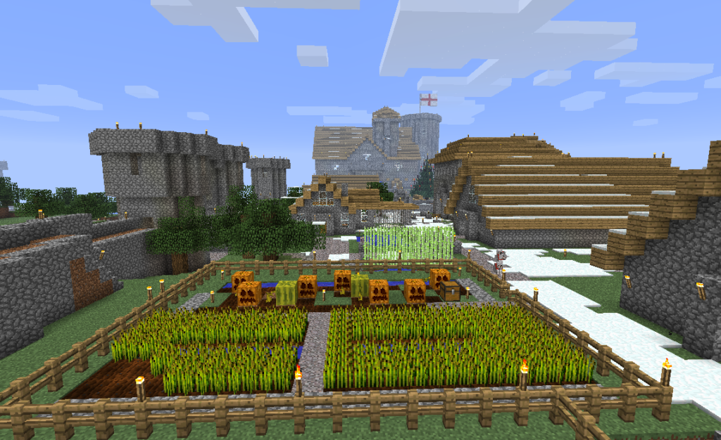 Image of village created in Minecraft. 